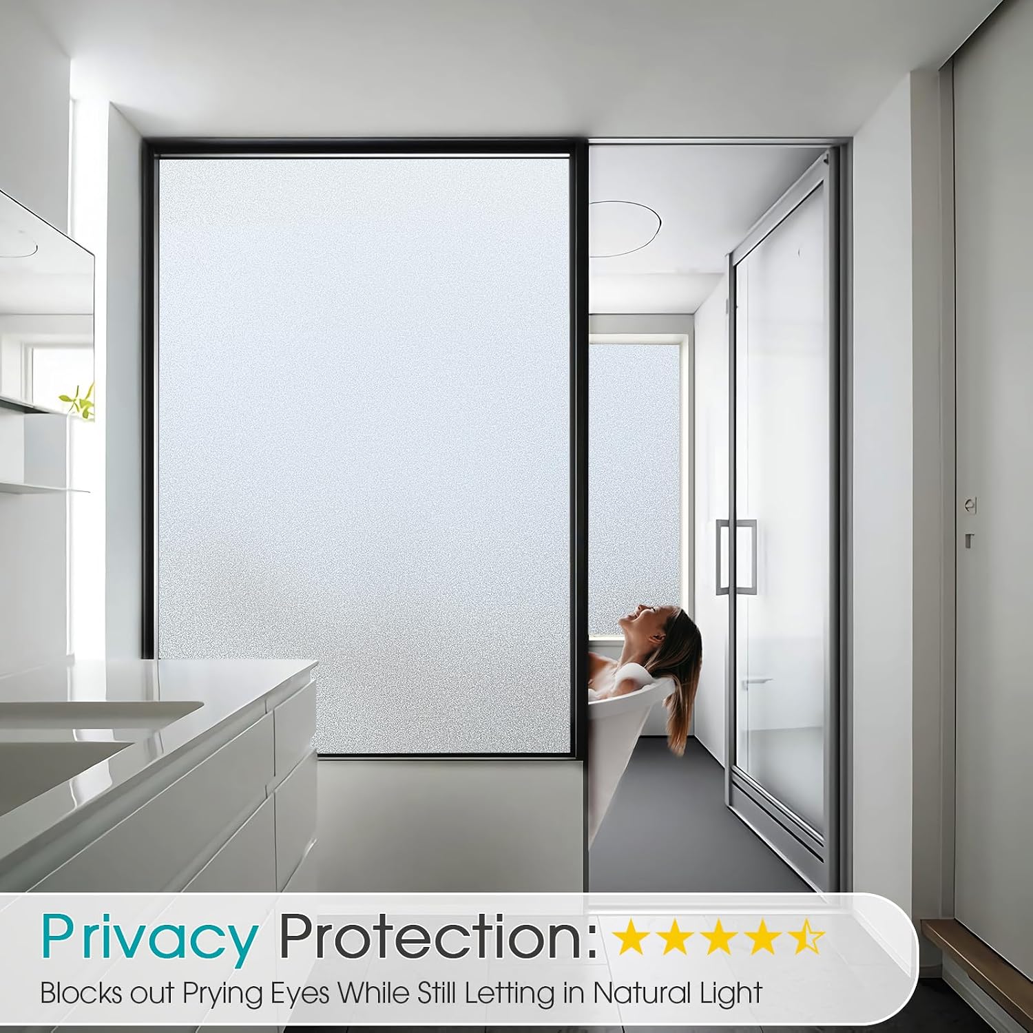 AUCT 24255 - Coavas Frosted Glass Window Privacy Film, Static Cling, 23.6" x 118.1" - Image 2