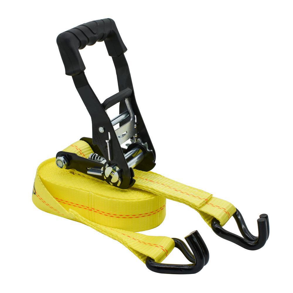 AUCT 23180 - 27 ft. x 2 in. Heavy-Duty Ratchet Tie-Down Strap with J Hook - Image 2