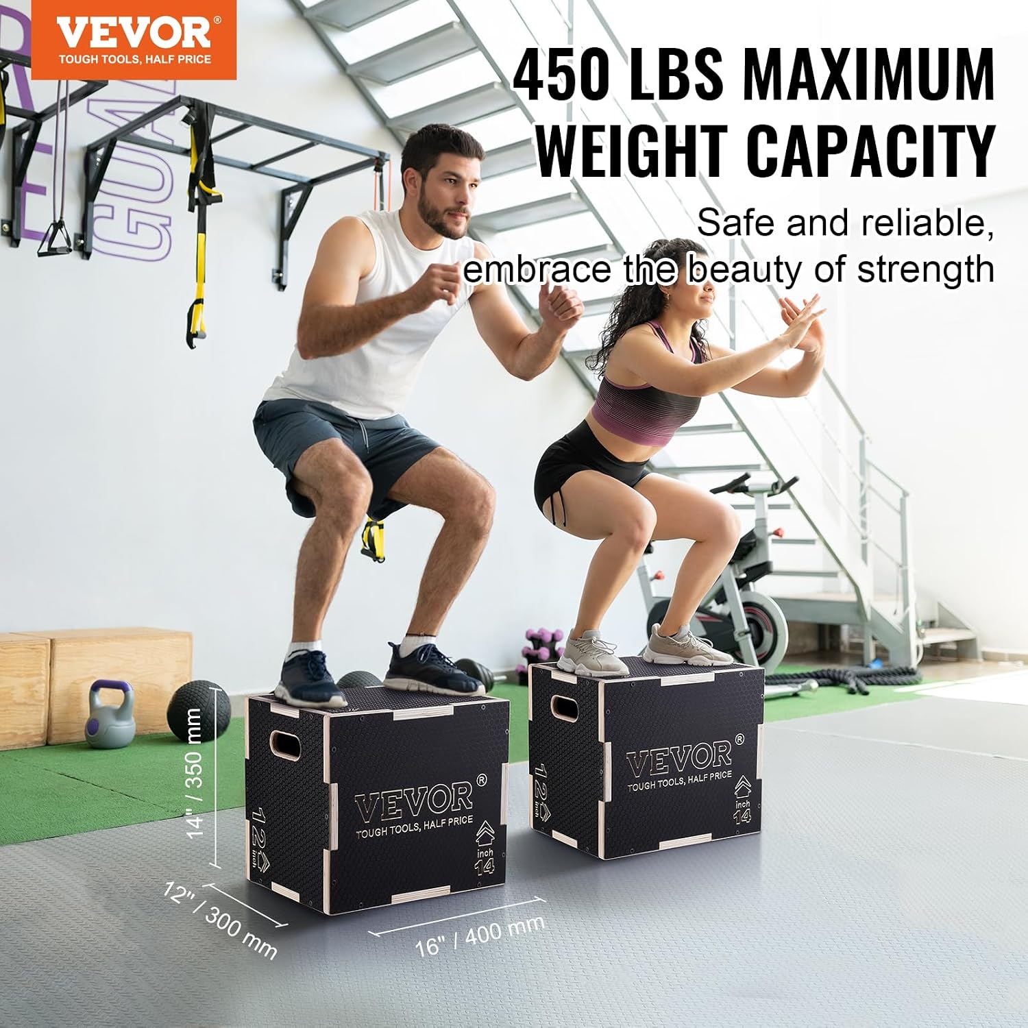 AUCT 23076 - VEVOR 3 in 1 Plyometric Jump Box, Easy-to-Assemble Wood Plyo Box for Jumping Trainers, Hom - Image 2