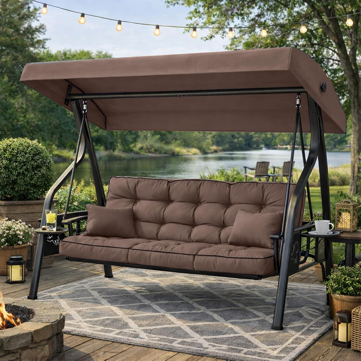 AUCT 23245 - $170 Porch Swing Cushions, Waterproof & Fade Resistant Outdoor Swing Cushion 70 Inch, Swin - Image 2
