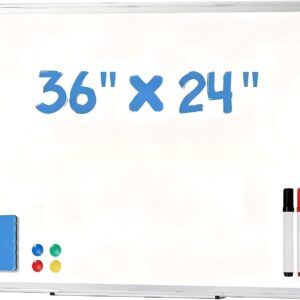 AUCT 22878 - DUMOS Magnetic White Board Kit for Wall 36" x 24", Dry Erase Board with 1 Dry Eraser & 2 M