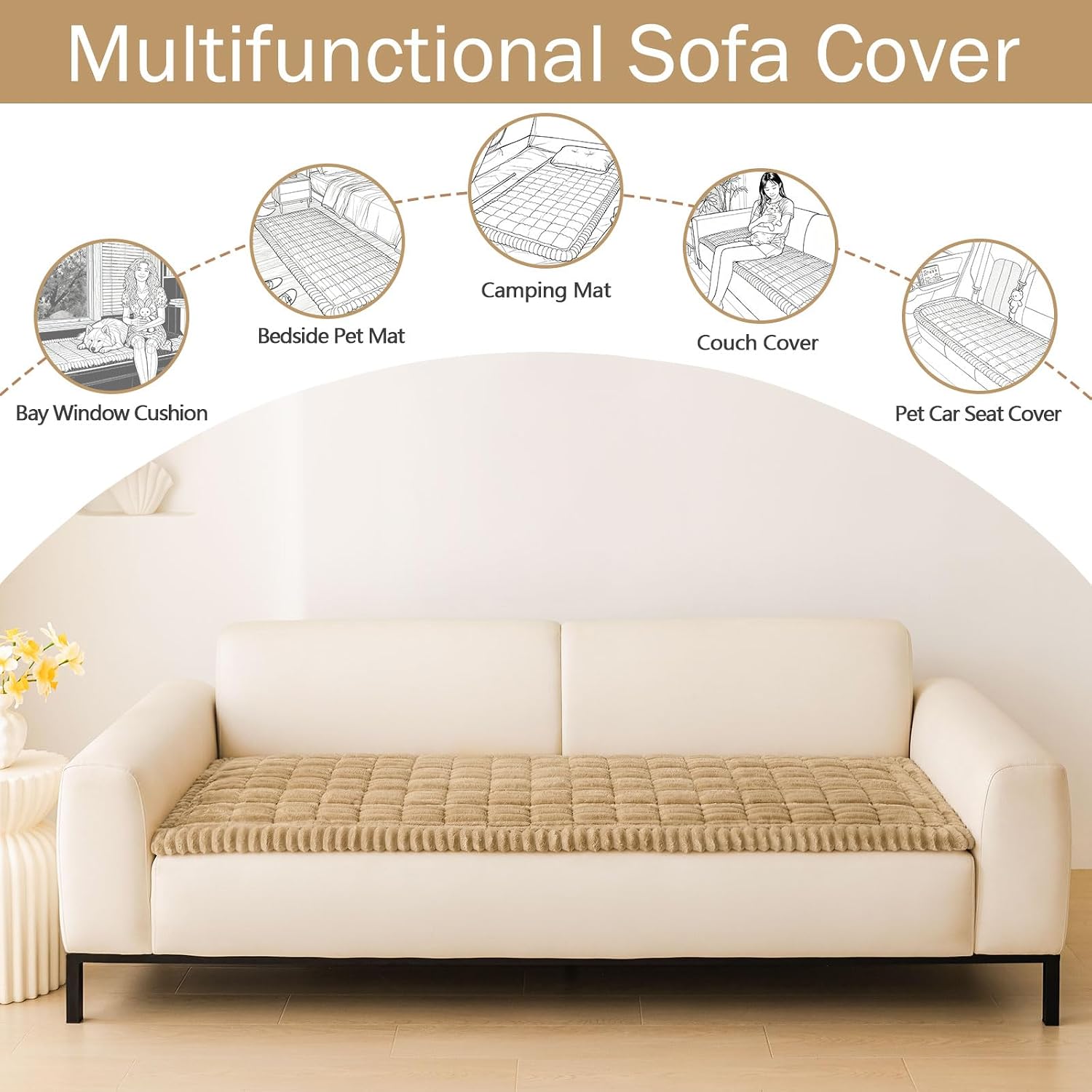 AUCT 24988 - $60 Couch Cover for Dogs, Washable Non Slip Plush Flannel Sofa Protector - Image 3