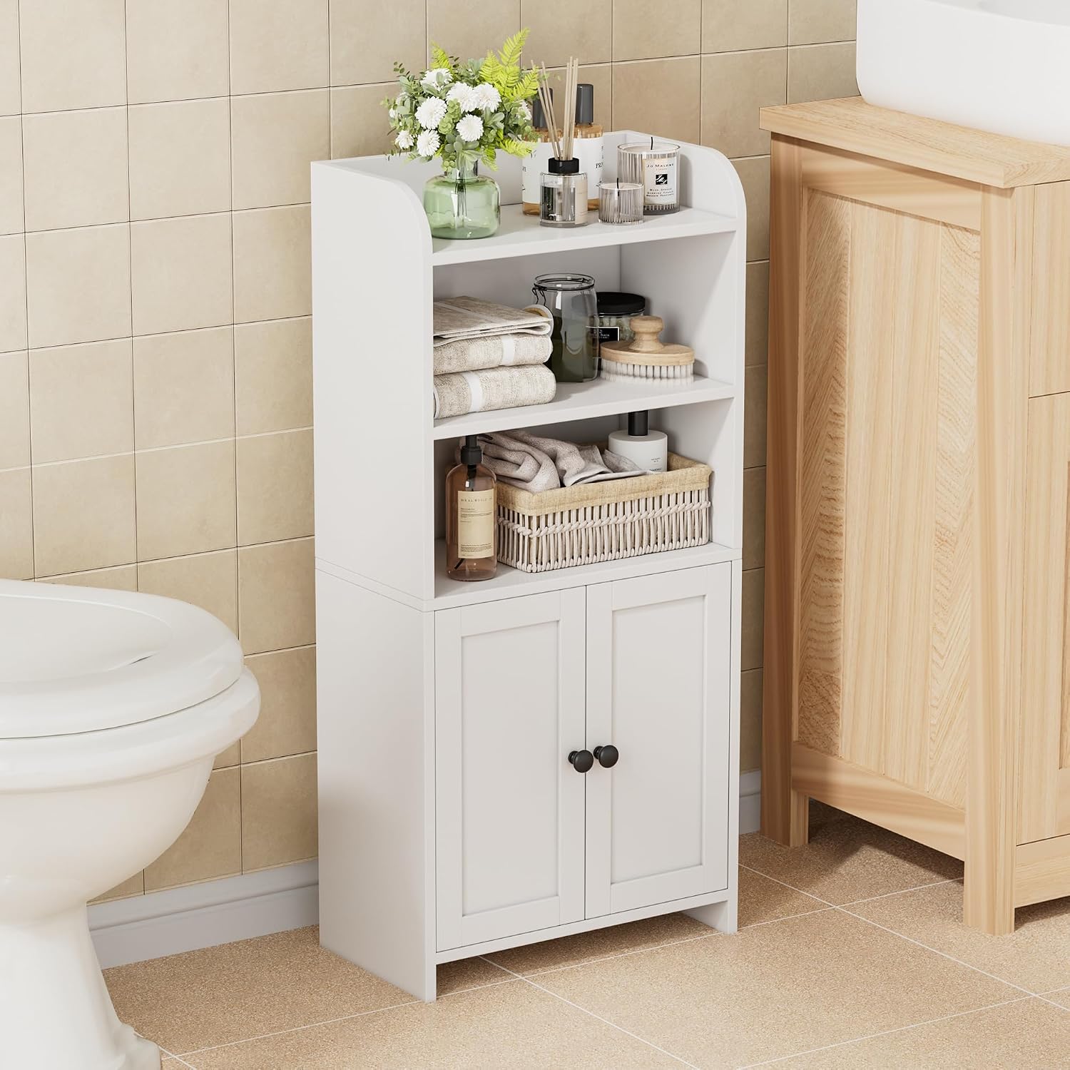 AUCT 24977 - $53 Small Bathroom Storage Cabinet, Toilet Paper Storage Cabinet