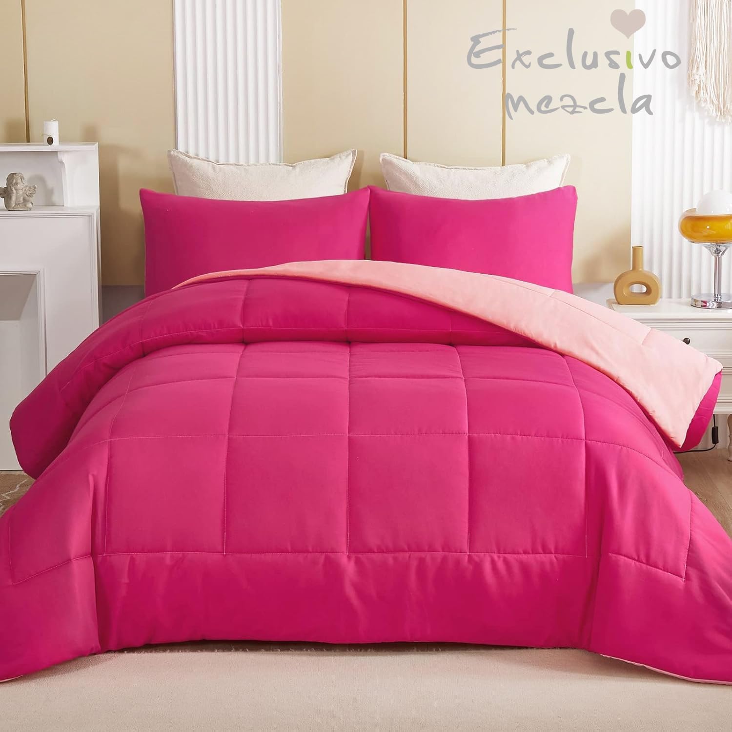 AUCT 23060 - Exclusivo Mezcla Lightweight Reversible Queen Size Comforter Set, Down Alternative Comfort - Image 2