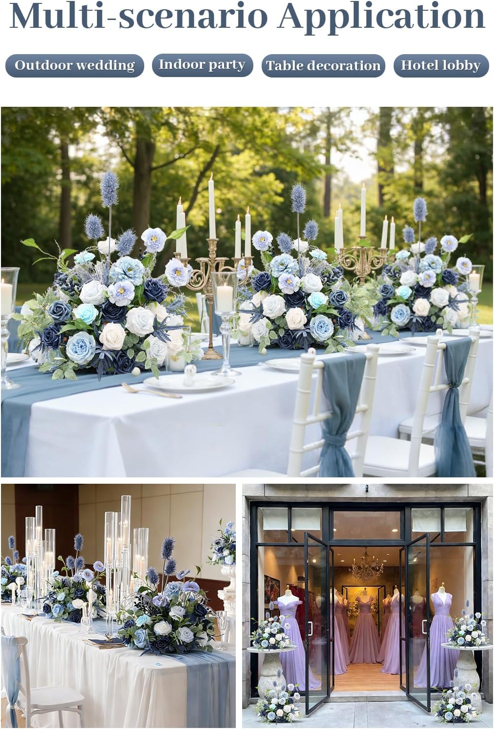 AUCT 23186 - $92 2pcs Free Standing Flowers Ball Bouquet Artificial Rose Floral Arrangements for Weddin - Image 3