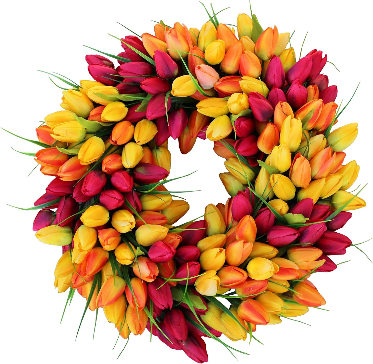 AUCT 24094 - The Wreath Depot Blush Tulip Front Door Wreath 19 Inch, Gorgeous Full Spring Door Wreath D