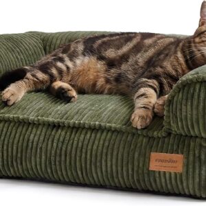 AUCT 23119 - FUKUMARU Dog Couch Bed, Corduroy Cozy Cat Bed, Waterproof, Washable Cover