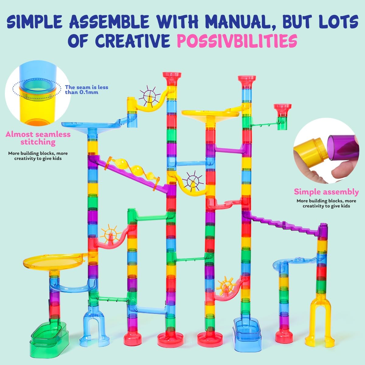 AUCT 23145 - Meland Marble Run - 208Pcs Marble Maze Game Building Toy for Kids, Marble Track Race Set & - Image 4