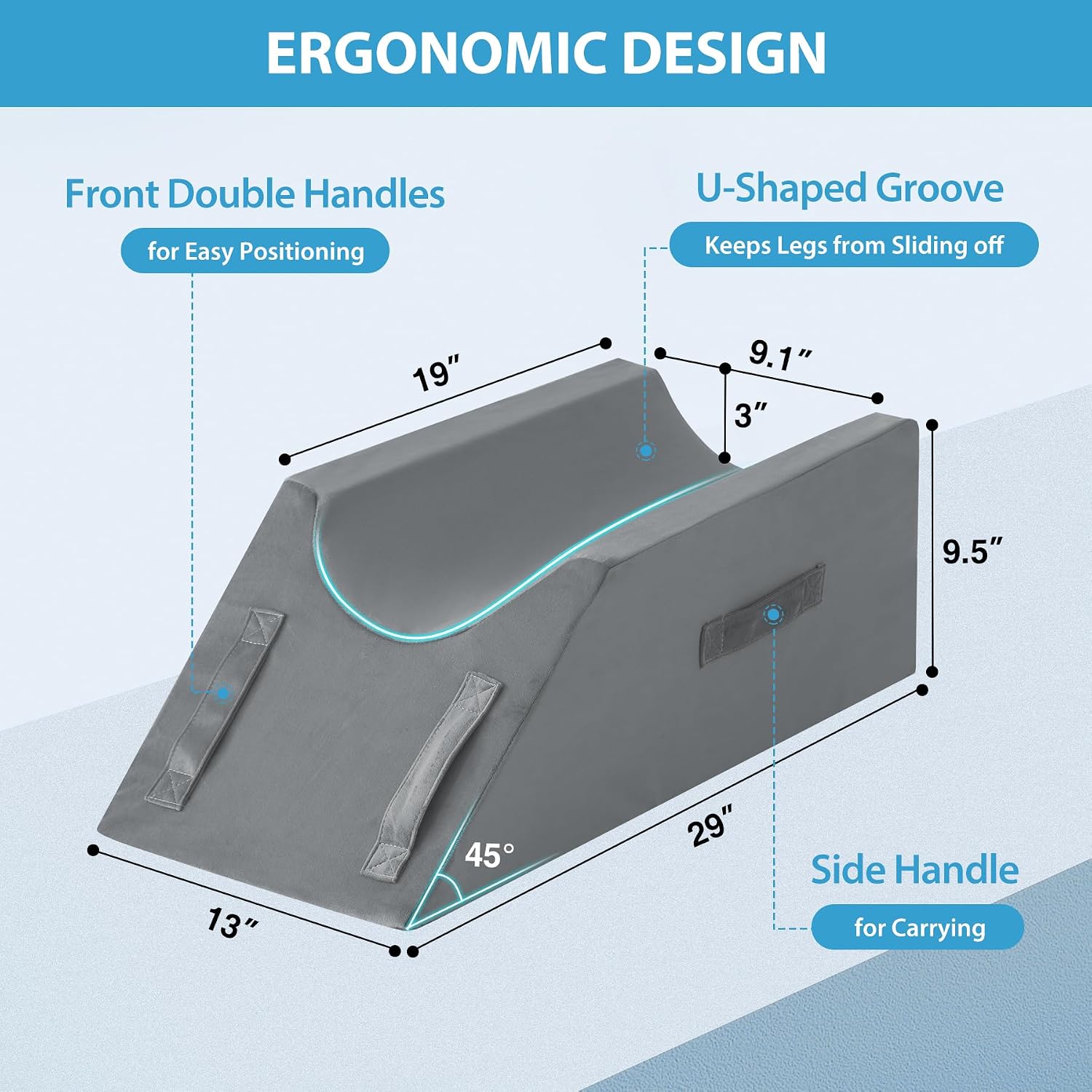 AUCT 22938 - MEGCXIT Leg Elevation Pillow for After Surgery, Wedge Pillow, Grey - Image 2