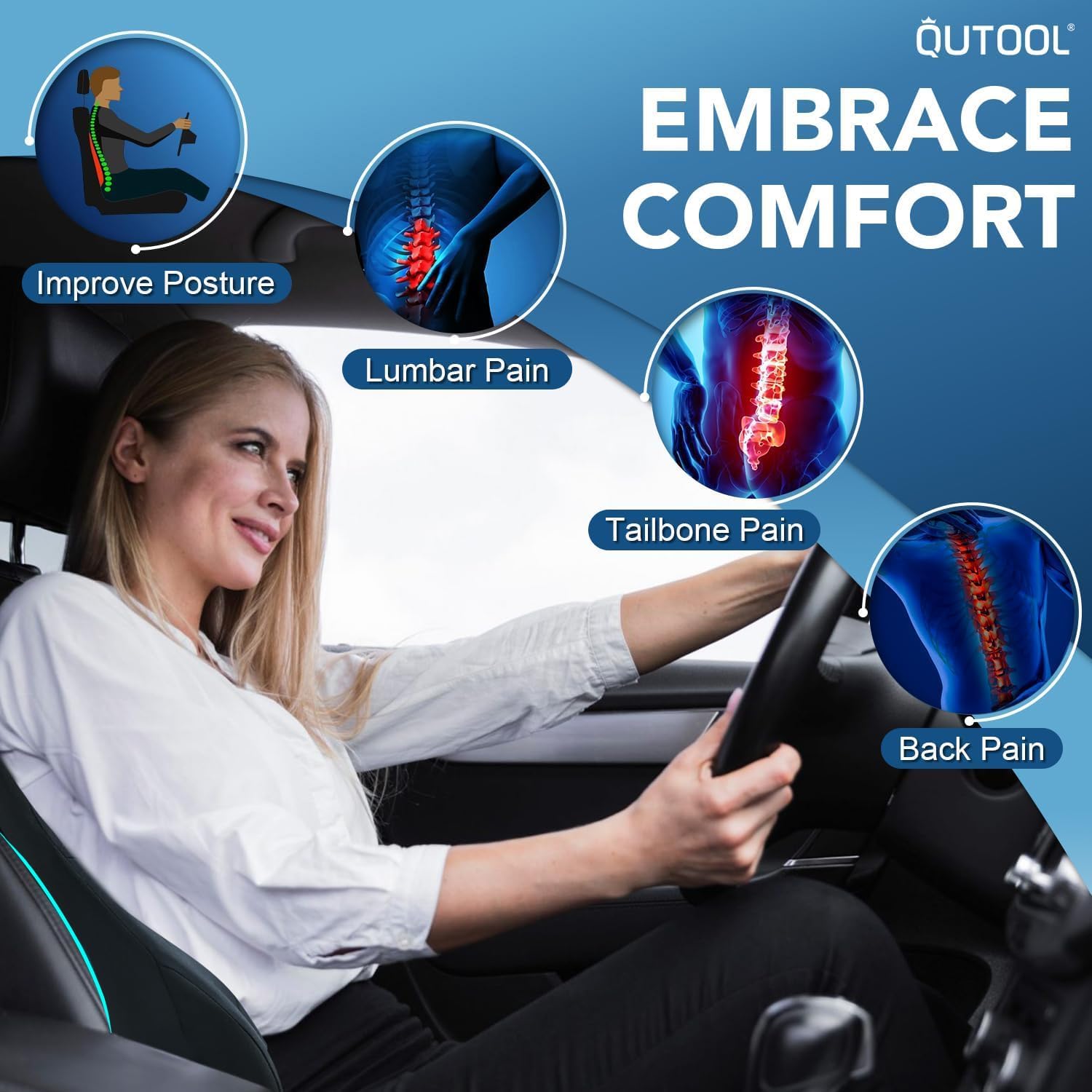 AUCT 24923 - Patented Lumbar Support Pillow for Car, Truck Accessories Travel Essentials, Memory Foam B - Image 2