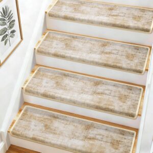 AUCT 24854 - $120 Bullnose Stair Treads for Wooden Steps,Non-Slip Carpet Stair Treads