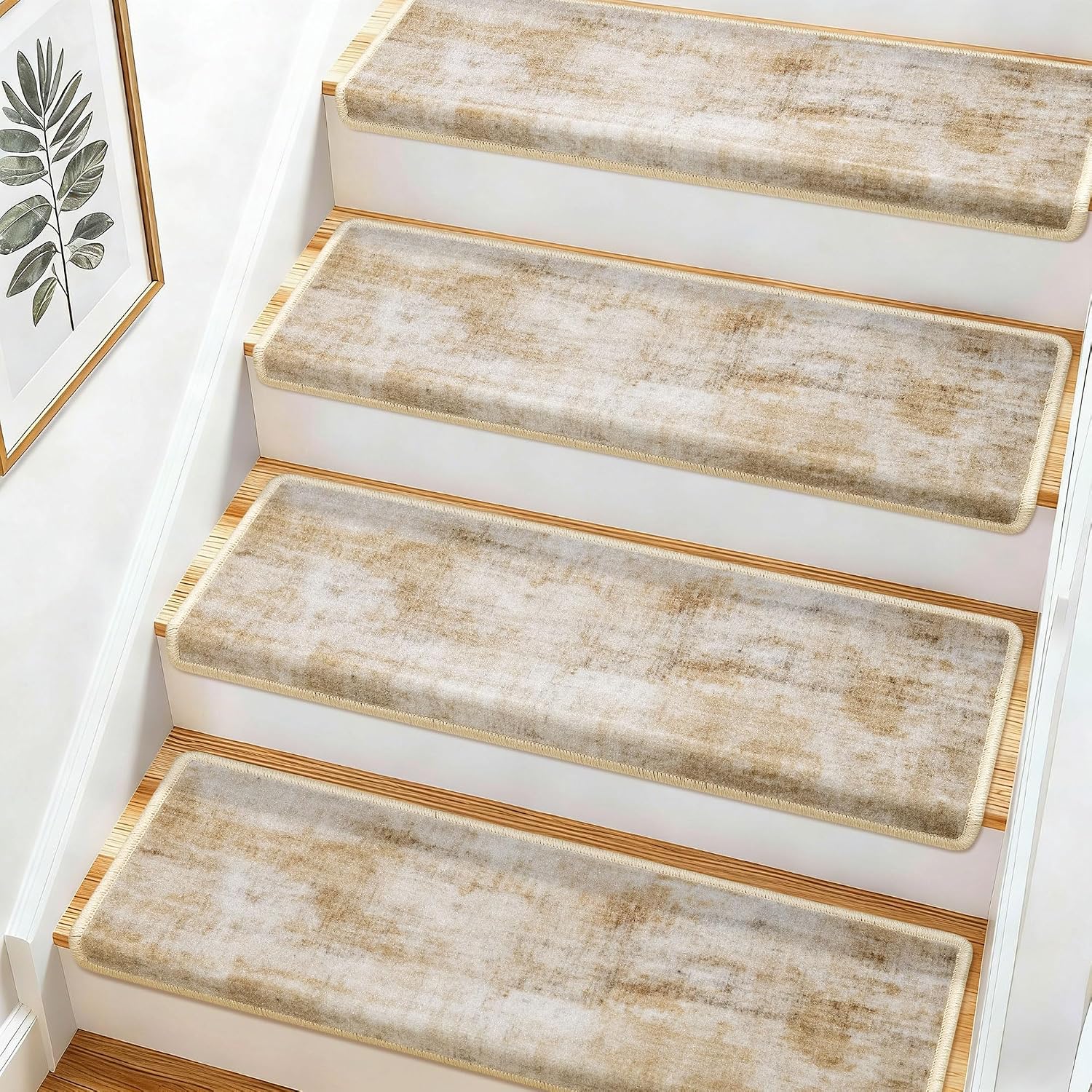AUCT 24854 - $120 Bullnose Stair Treads for Wooden Steps,Non-Slip Carpet Stair Treads