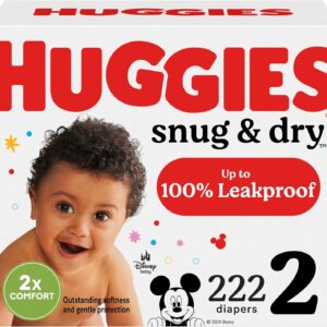 AUCT 23148 - $82 Huggies Size 2 Diapers, Snug & Dry Baby Diapers, Size 2 (12-18 lbs), 222 Count