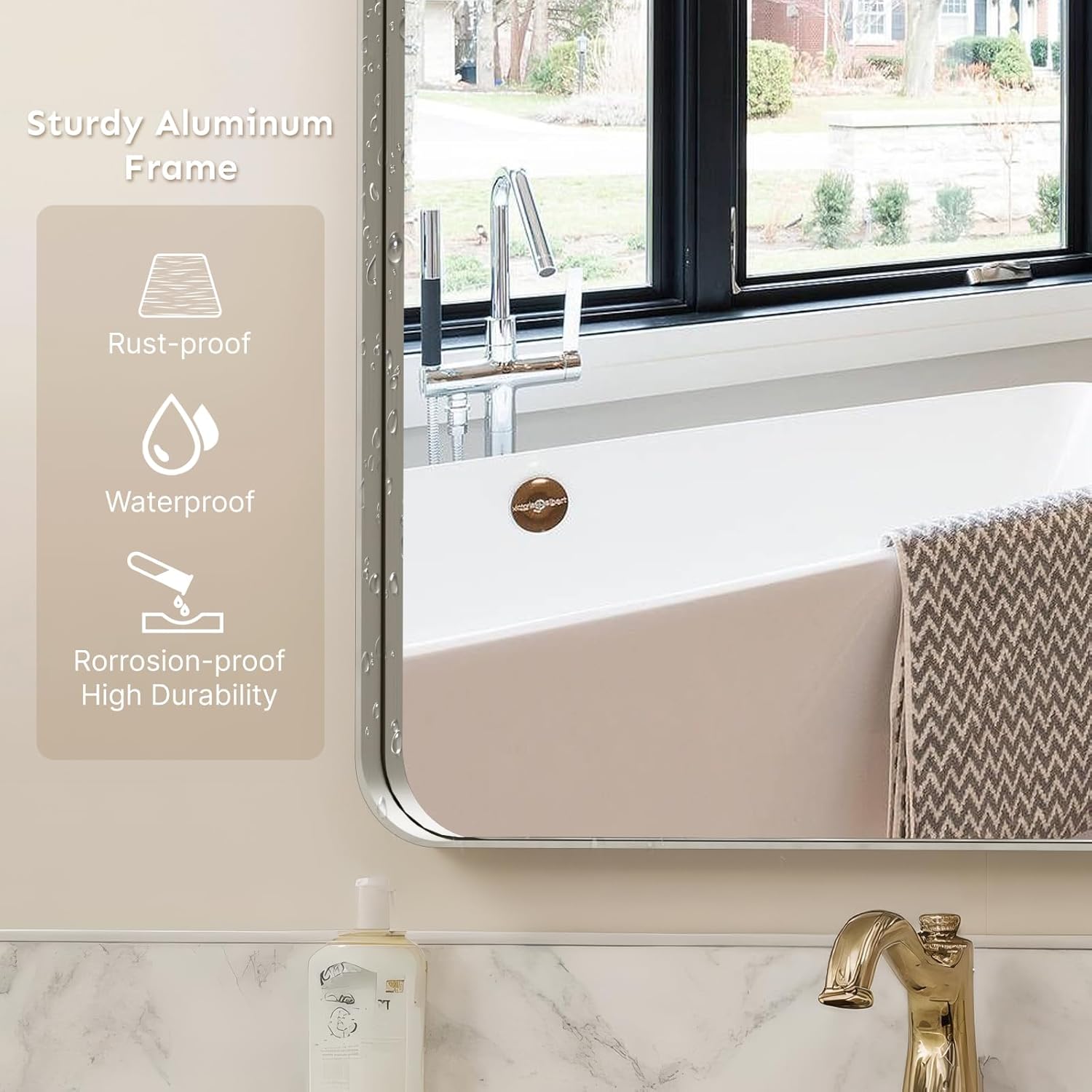 AUCT 23286 - Kosmonia 20"x16" Bathroom Mirror, Rounded Rectangle Vanity Mirror - Image 4