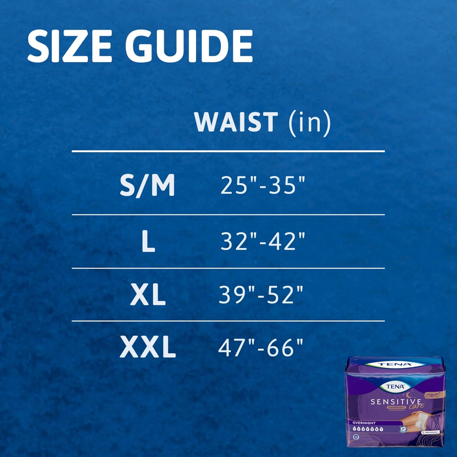 AUCT 24870 - $82 TENA Sensitive Care Overnight Incontinence Underwear Women XXL 47-66in,48ct - Image 3