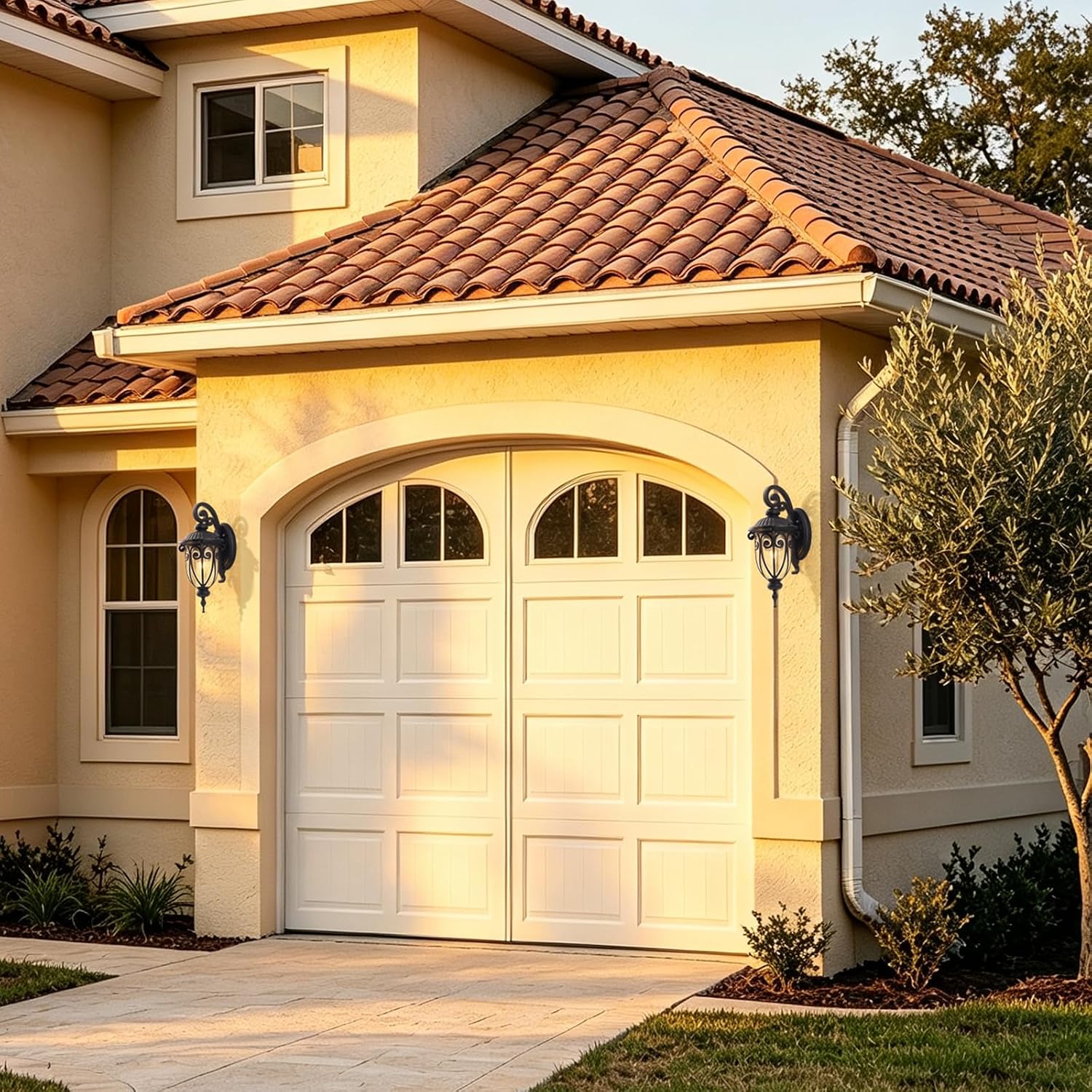 AUCT 23107 - $121 Large Dusk to Dawn Outdoor Wall Light for Garage, 23 Inch Bronze Exterior Wall Lanter - Image 2