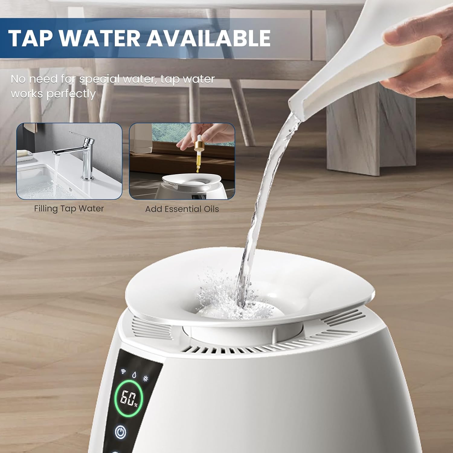 AUCT 24787 - $183 Humidifiers for Bedroom Large Room, 5L No Mist Humidifier for Baby Plants Quiet Top-F - Image 3