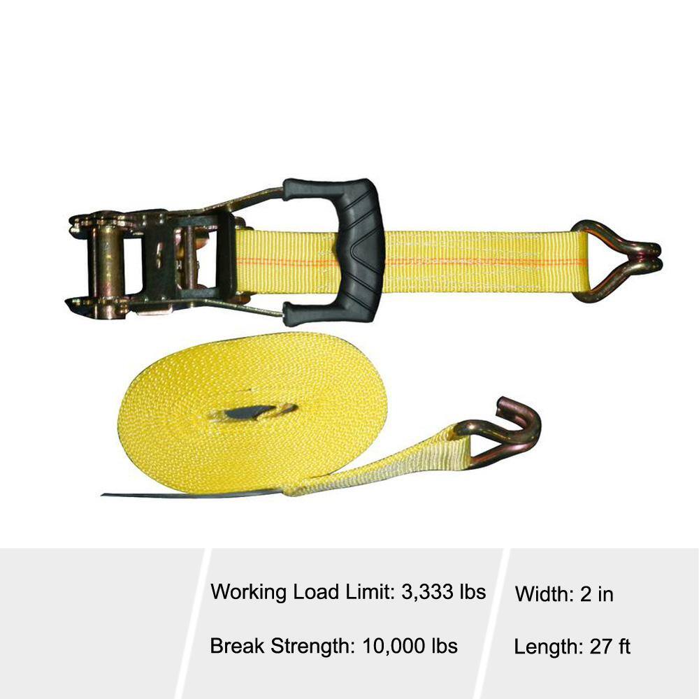 AUCT 23180 - 27 ft. x 2 in. Heavy-Duty Ratchet Tie-Down Strap with J Hook - Image 4