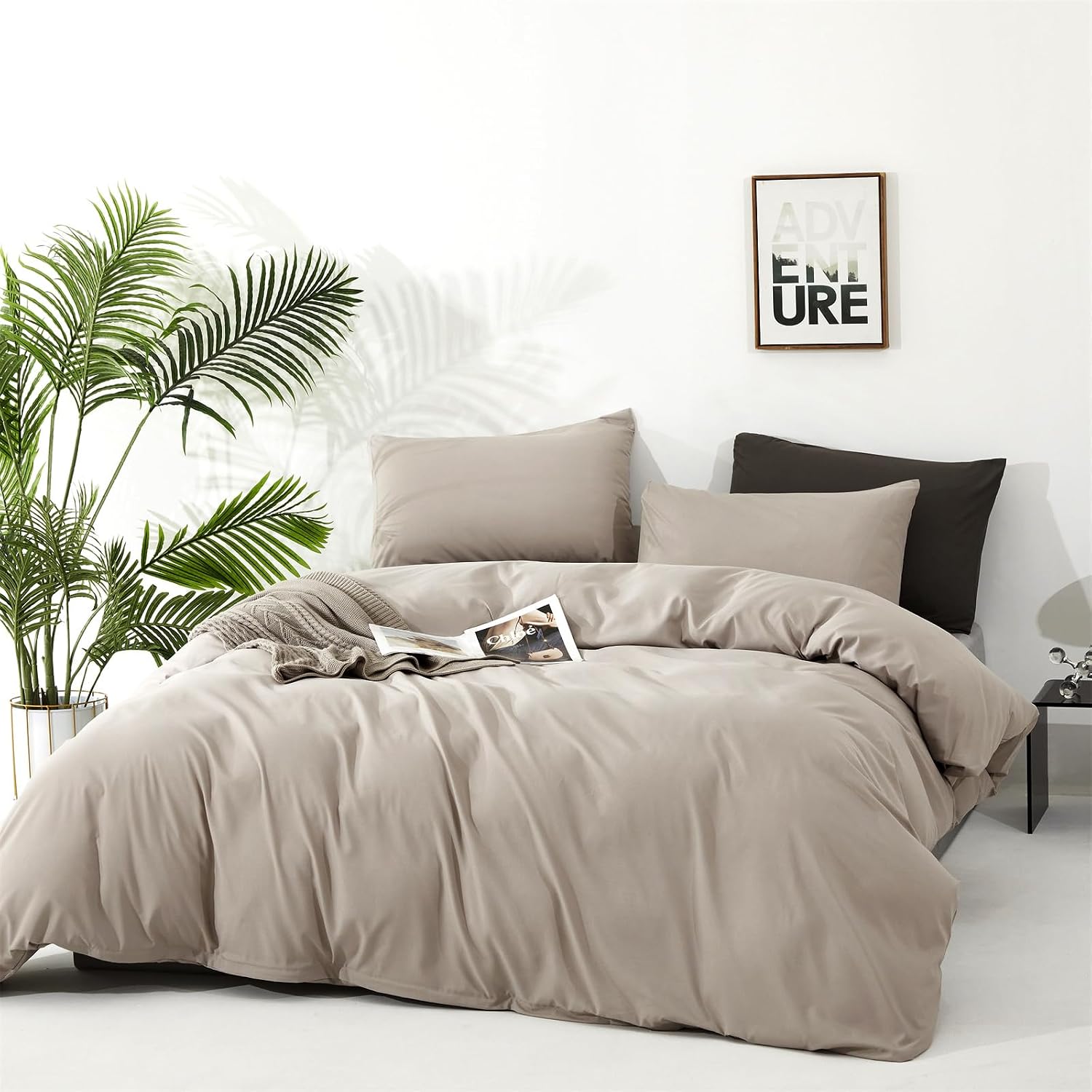 AUCT 23117 - $90 Cottonight Beige Comforter Set California King Cream Khaki Bedding Comforter Set Cal K - Image 4