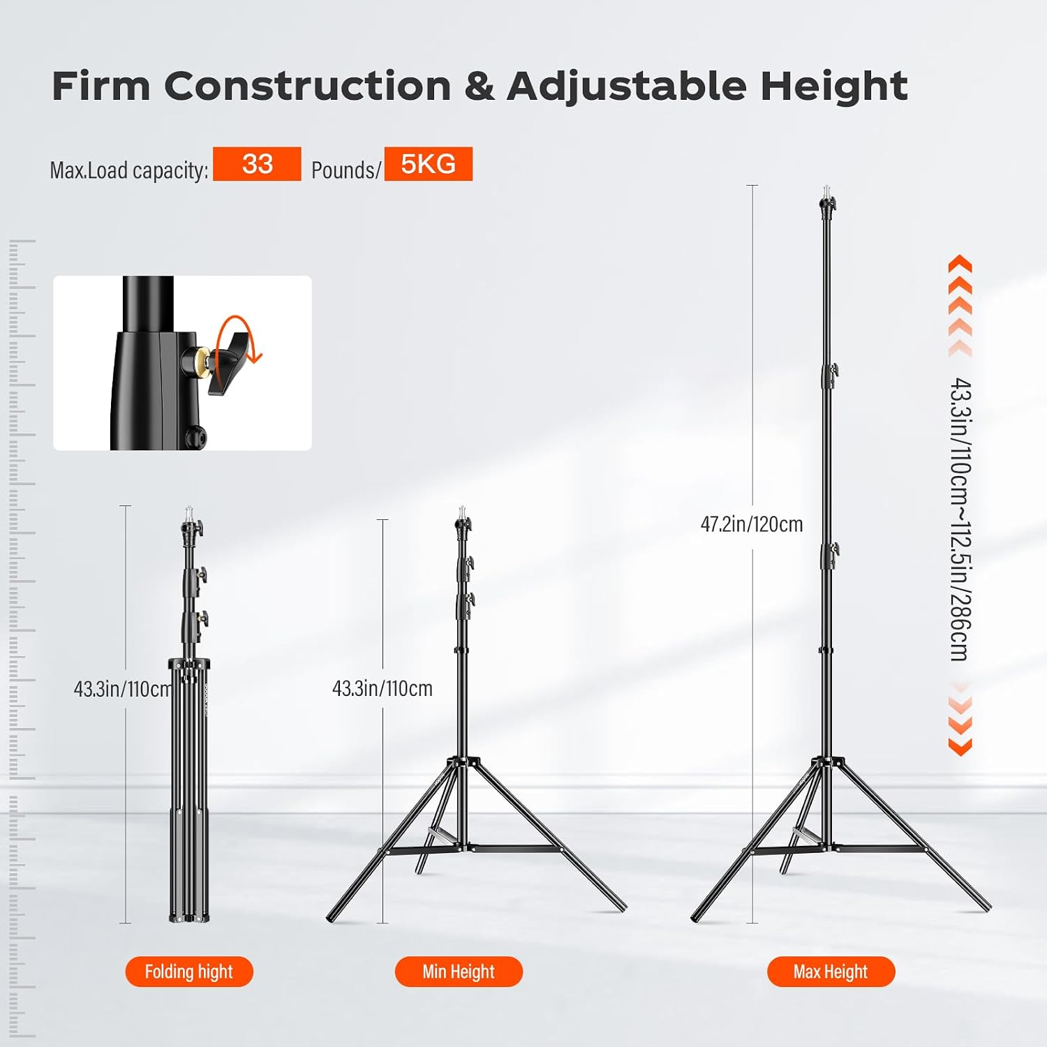 AUCT 23100 - $70 Godox Light Stand 112in/9.3' Photography Heavy Duty Light Stand - Image 3