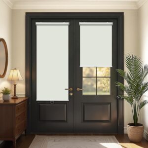 AUCT 23034 - LazBlinds Cordless Roller Shades for French Doors, No Drill French Door Blinds for Privacy