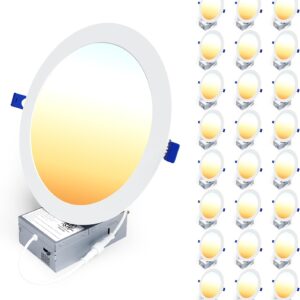 AUCT 22930 - $190 Ensenior 24Pack 8 Inch LED Recessed Ceiling Light, 5CCT, 1600LM 18W 120V