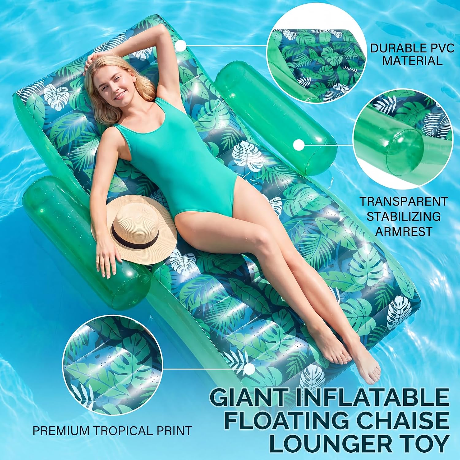 AUCT 24930 - $96 Foilswirl 2 Pack Giant Inflatable Pool Floats for Adult,70x59 in Heavy Duty - Image 3