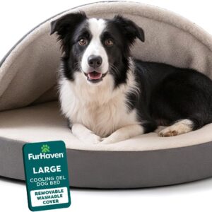 AUCT 23276 - $68 Furhaven 35" Round Cooling Gel Dog Bed for Large/Medium Dogs w/ Removable Washable Cov