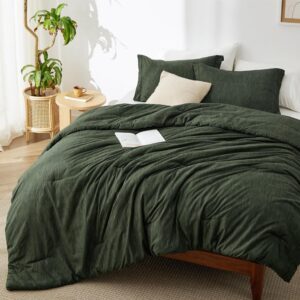 AUCT 23010 - $85 Bedsure Olive Green Oversized King Comforter Set, Soft Cationic Dyed 3 Pcs