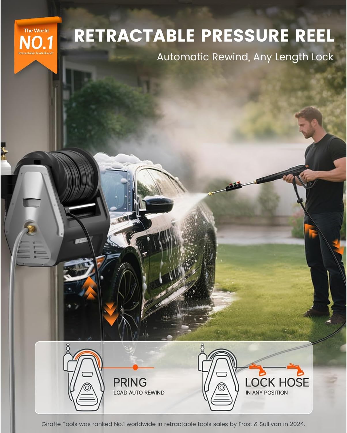 AUCT 23256 - $360 Giraffe Tools Wall Mounted Pressure Washer Essential with Upgraded 1800W Motor, Max 2 - Image 2