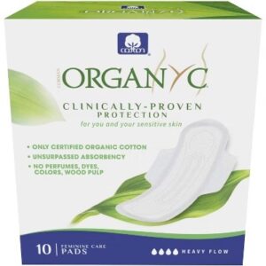AUCT 24769 - Organyc Cotton Menstrual Pads Heavy Flow, Natural Cotton Feminine Pads for Heavy Menstrual