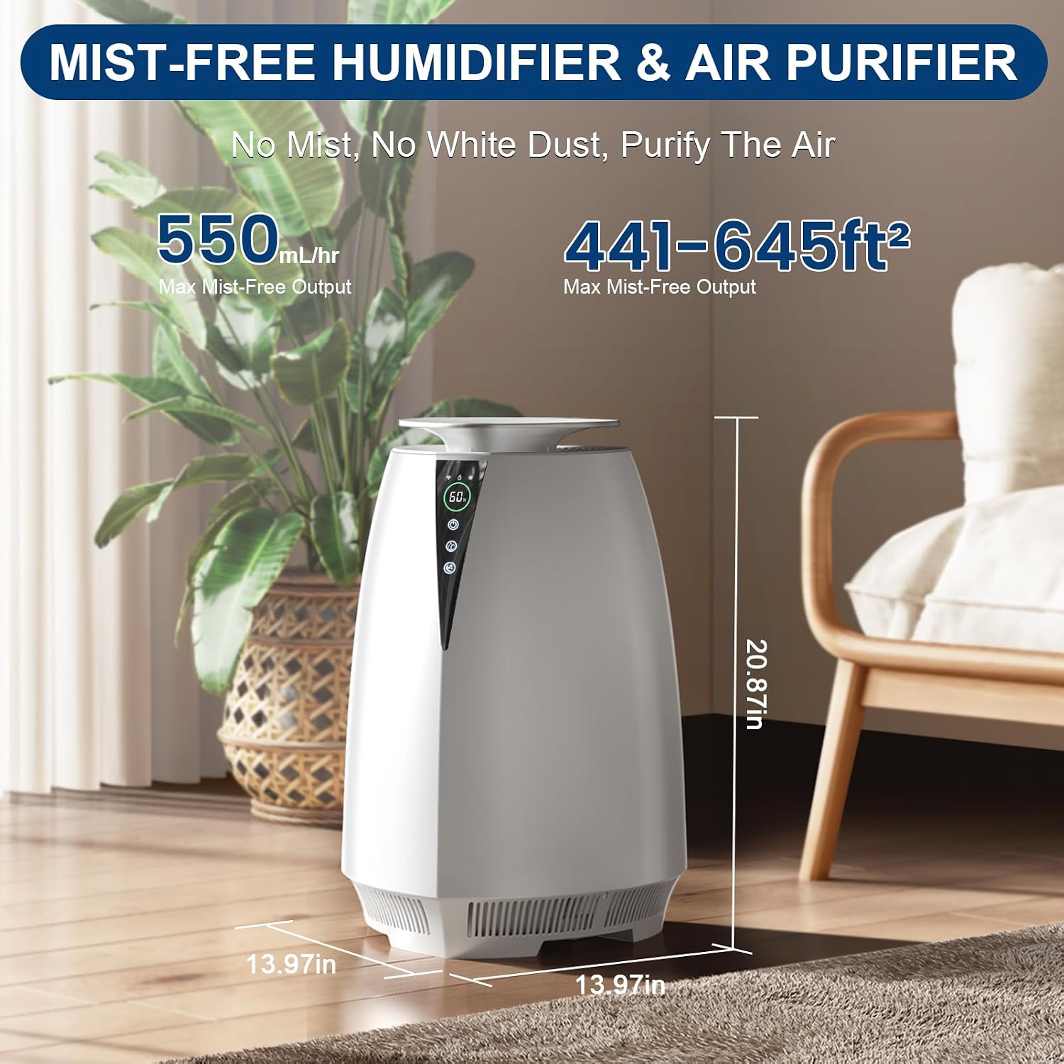 AUCT 24787 - $183 Humidifiers for Bedroom Large Room, 5L No Mist Humidifier for Baby Plants Quiet Top-F - Image 2