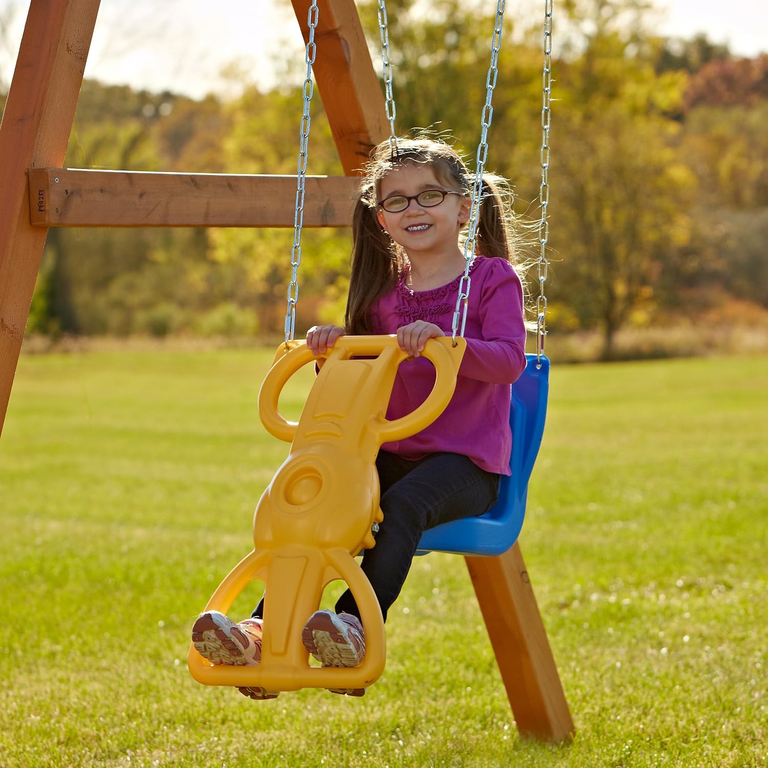 AUCT 24752 - $68 Swing-N-Slide Wind Rider Glider Swing, No Swing Hangers Yellow/Blue, 72" H x 14" W x 2 - Image 4