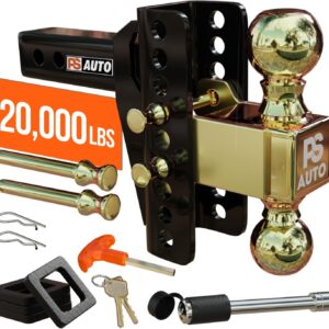 AUCT 22807 - $99 Adjustable Gooseneck Drawbar Trailer Hitch - 20,000 LBS, Fits 2 and 2-5/16 Inch Balls,