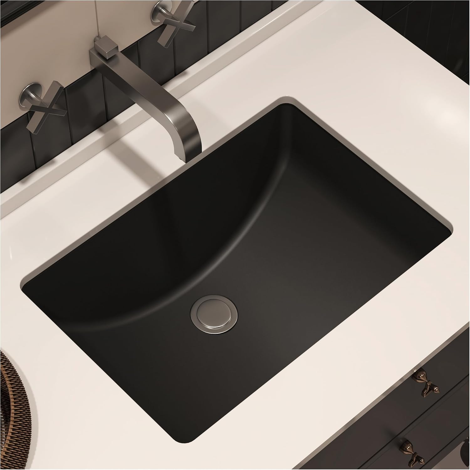 AUCT 24093 - $79 MEJE #202F -21" Undermount Rectangle Bathroom Sink, Porcelain Ceramic Vanity Undermoun