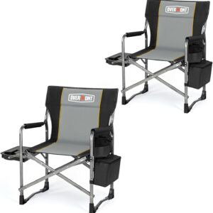 AUCT 23104 - $108 Overmont 2 Pack Folding Camping Chairs with Side Tables, 400 lb Each