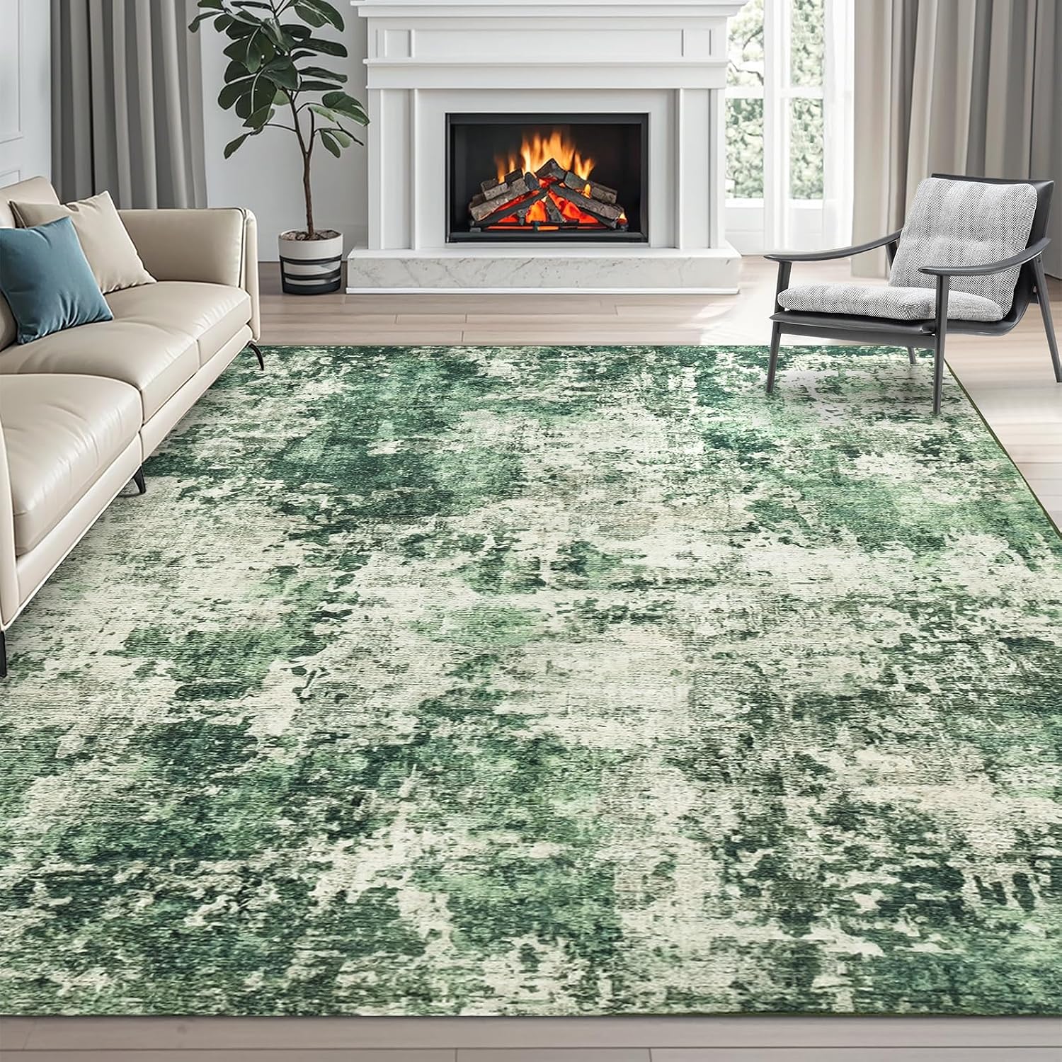 AUCT 23004 - $76 Rugs for Bedroom 8X10 Washable Foldable Non Slip Living Room Area Rug Under Dining Tab