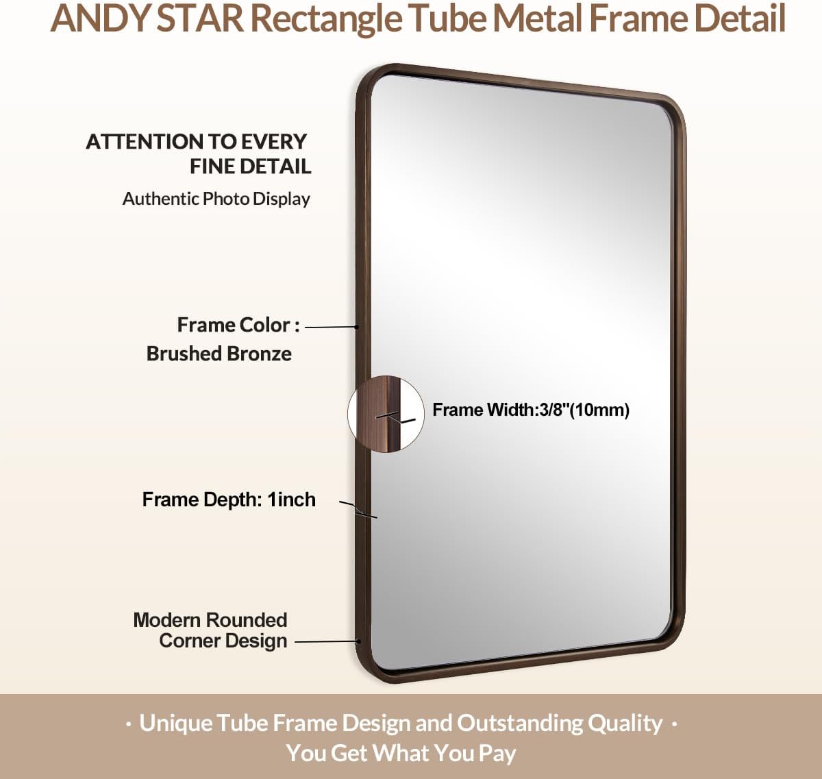 AUCT 24991m - $205 Bronze Mirror for Wall, 20x28 Rounded Rectangle Farmhouse Mirror, Brushed Bronze Bath - Image 4