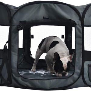 AUCT 22828 - AmazonBasics Foldable Octagonal Indoor/Outdoor Portable Soft Pet Dog Playpen with Storage