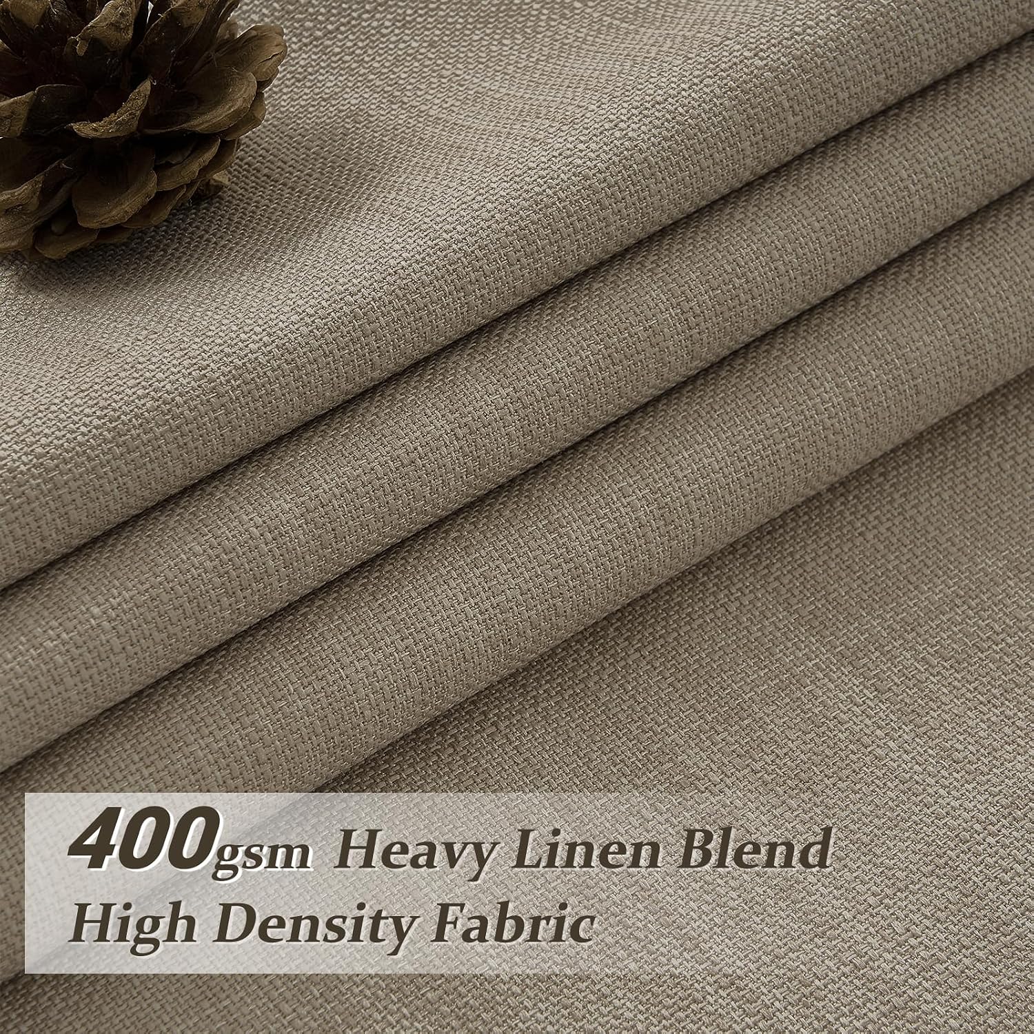 AUCT 24810 - $79 Blackout 4 Panels Set Pinch Pleated Linen Curtains 96 Inches Long for Living Room, Tau - Image 2