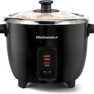 AUCT 23198 - Elite Gourmet ERC006SS 6-Cup Electric Rice Cooker with Stainless Steel Inner Pot, Makes So