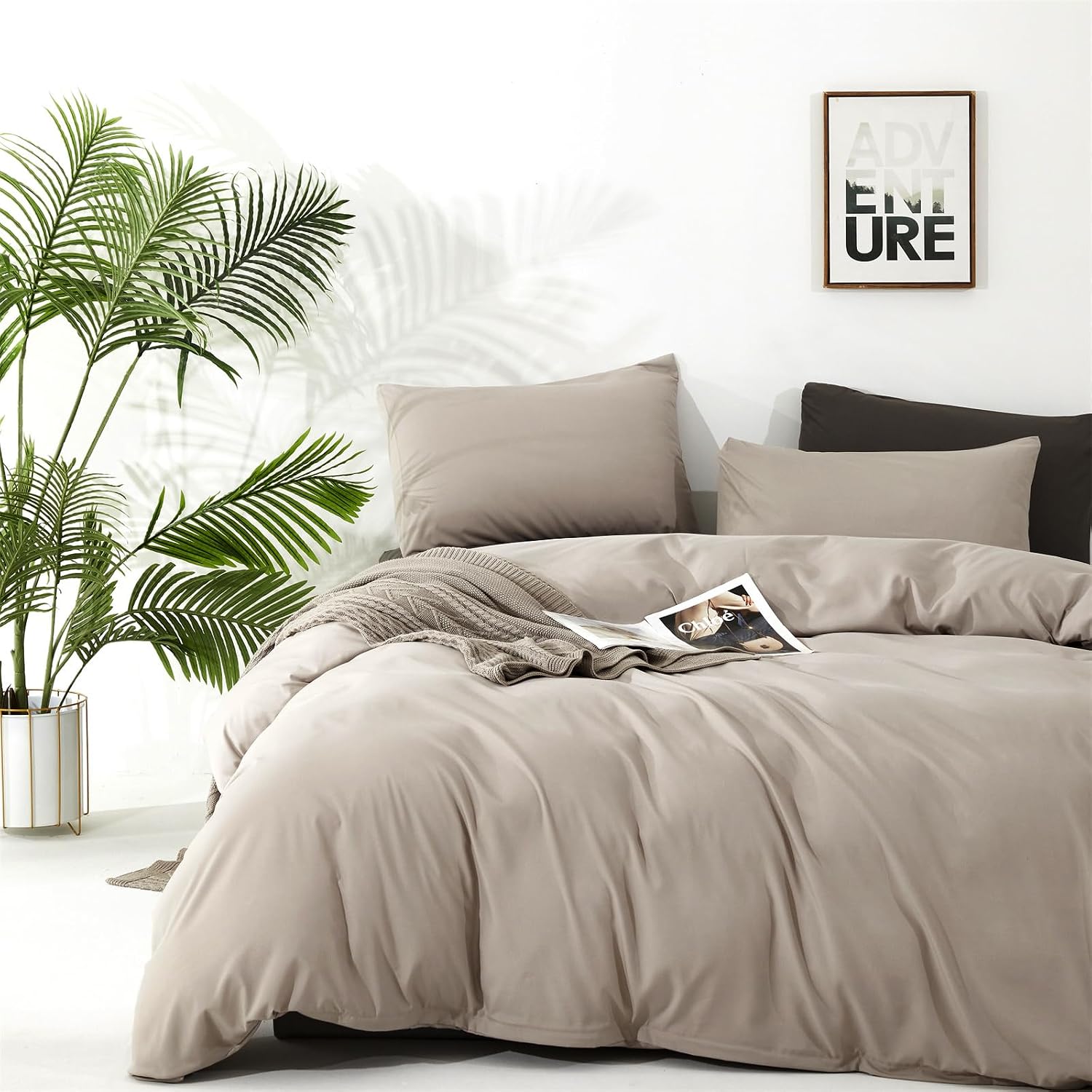 AUCT 23117 - $90 Cottonight Beige Comforter Set California King Cream Khaki Bedding Comforter Set Cal K - Image 2