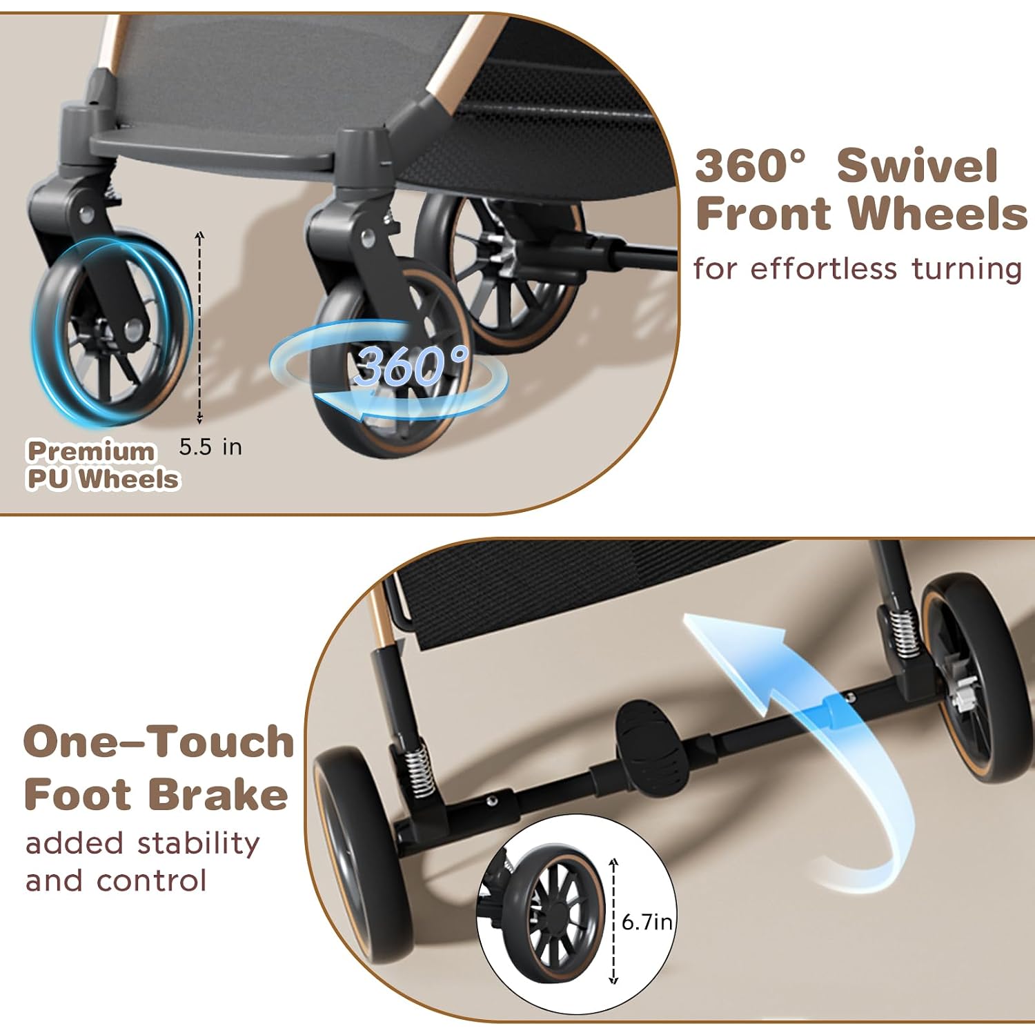 AUCT 24892 - $118 4 Wheels Pet Stroller for Small Medium Dogs Cats Up to 45 lbs Folding Dog Stroller wi - Image 4