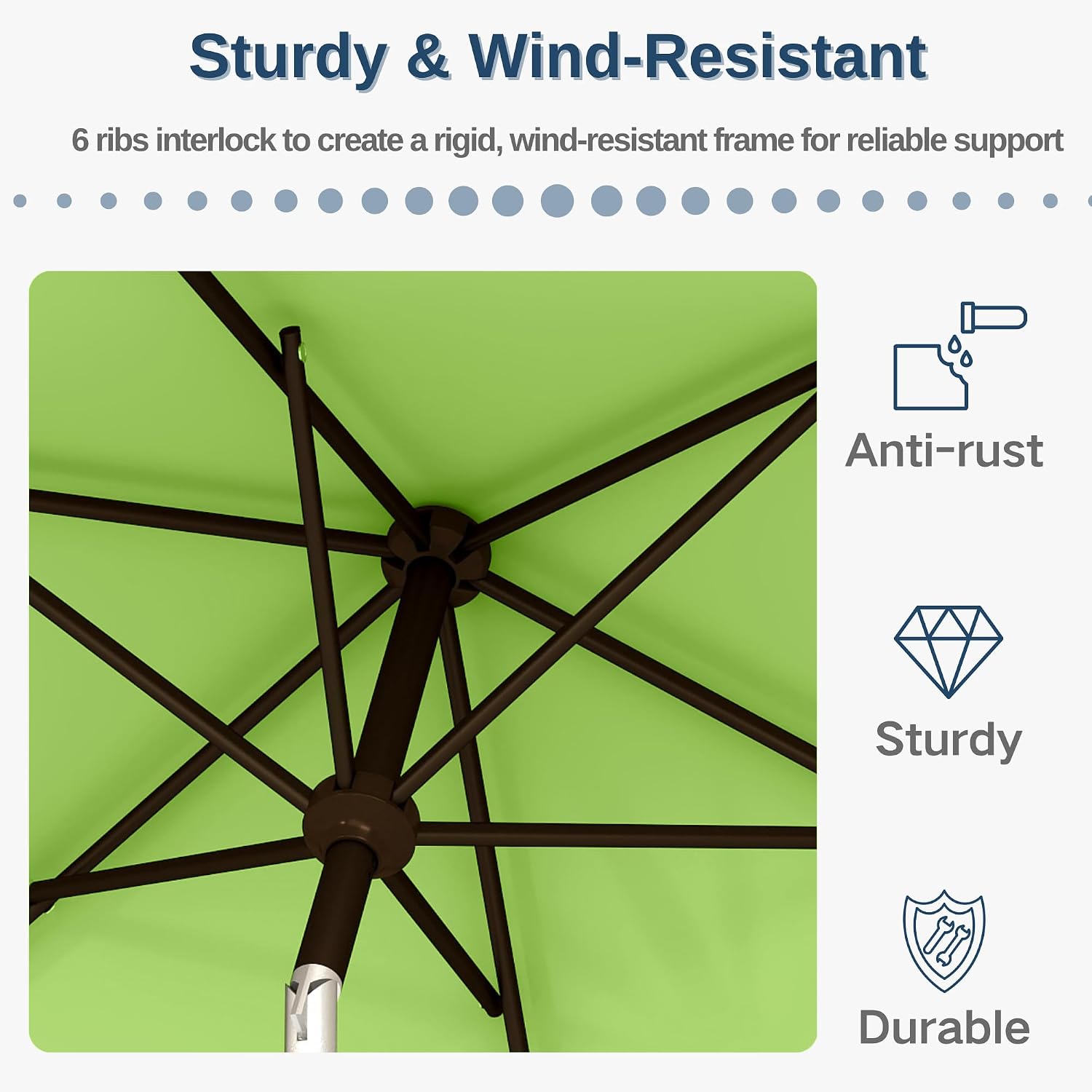 AUCT 24861 - $83 6.5'x10' Rectangular Patio Outdoor Umbrella,Large Coverage with Push-Button Tilt & UV - Image 4