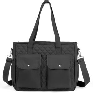 AUCT 24826 - Quilted Lunch Box for Women Large Insulated Lunch Tote Bag Elegant Work Lunch bag with Sho