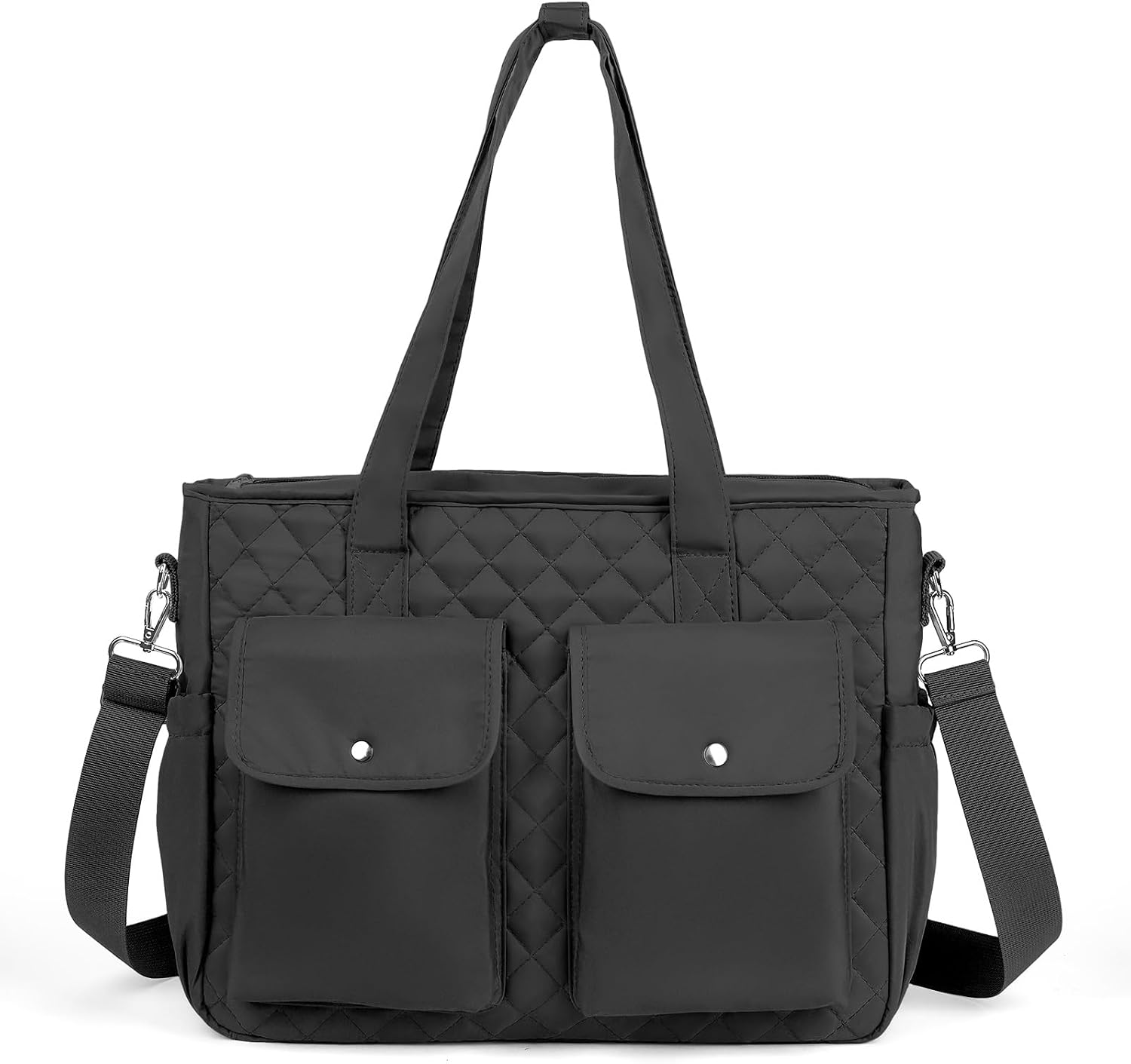 AUCT 24826 - Quilted Lunch Box for Women Large Insulated Lunch Tote Bag Elegant Work Lunch bag with Sho