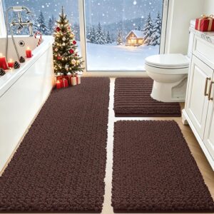 AUCT 22959 - $53 ACCUMTEK Upgrade Extra Large Brown Bathroom Rug Set 3 Pieces Ultra Soft, Thick Absorbe