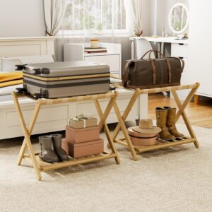 AUCT 24891 - $78 Fully Assembled Luggage Racks Pack of 2, 26.77" Suitcase Stand