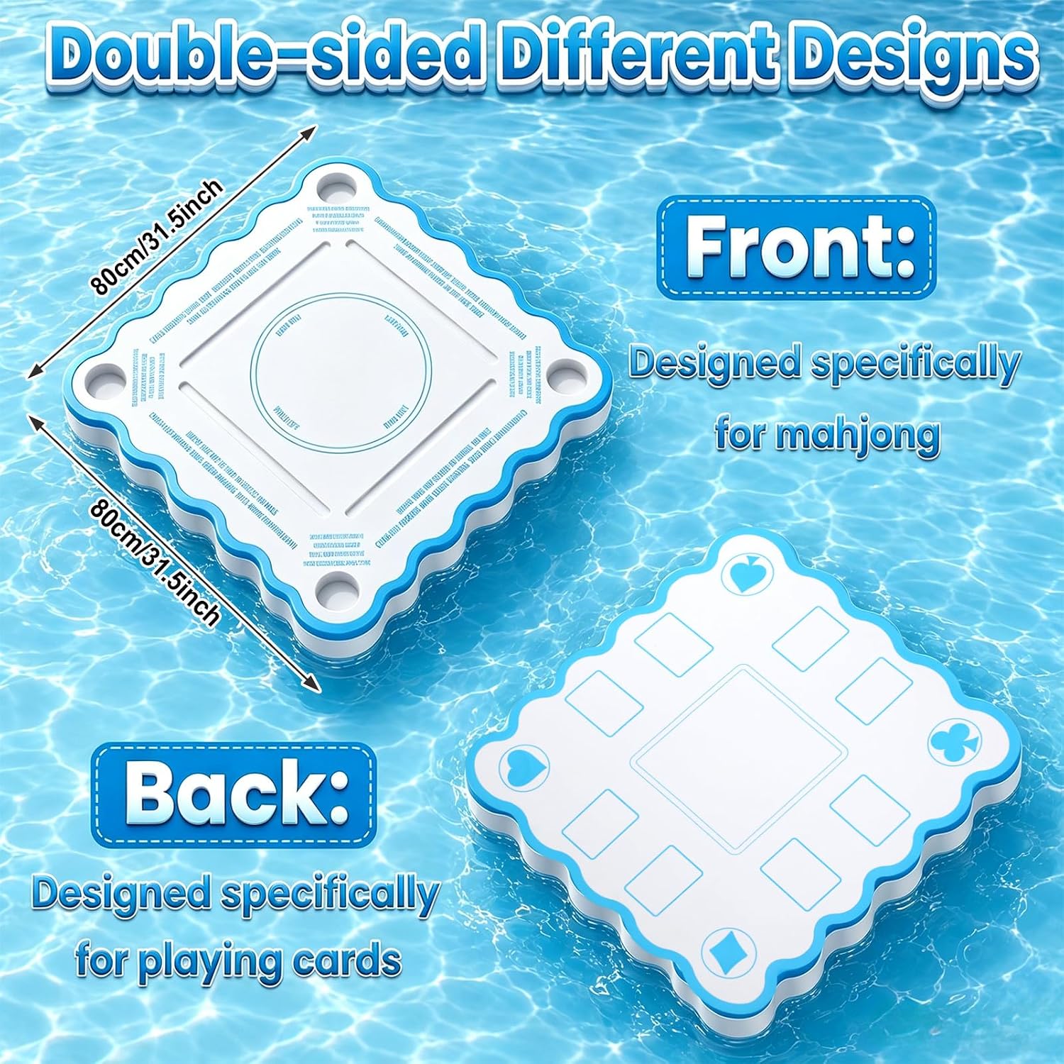 AUCT 22817 - $114 Majiang Game Floating Table with Rules for Pool Double Side Poker Float Board for Car - Image 2