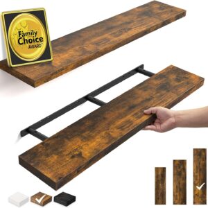 AUCT 22972 - $91 BAYKA Rustic Brown Floating Shelves 47.2in, Set of 2, Wall Mount Wood Shelf